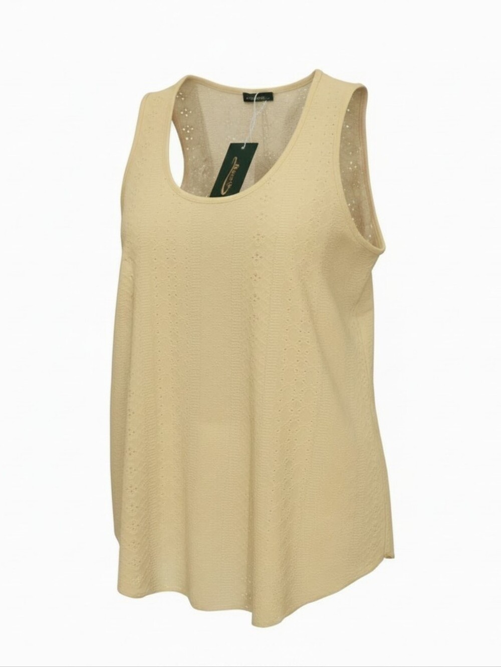 Sleeveless Pale Yellow Eyelet Tank Top